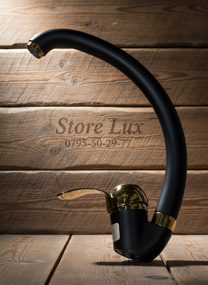 باك حنفيات فخمة أسود مع ذهبي – 3 أو 4 قطع